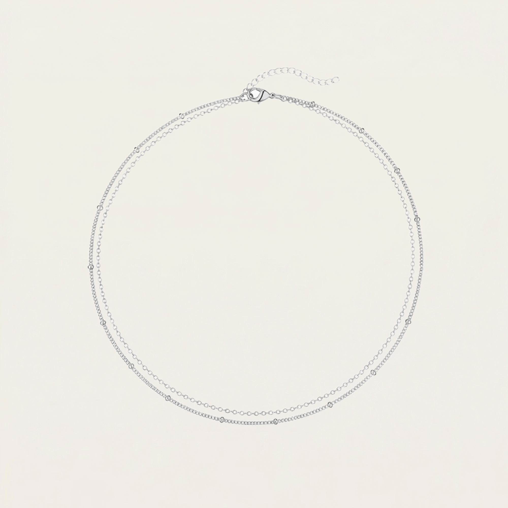 New Stainless Steel Bead Chain Double-Layer Minimalist Necklace Women'S Fashionable Commuter Versatile Collarbone Chain Jewelry