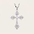 Big Silver Color Cross Pendant Necklace Crystal Rhinestone Long Chain Necklace For Women Hip Hop Fashion Jewelry Nke-H77