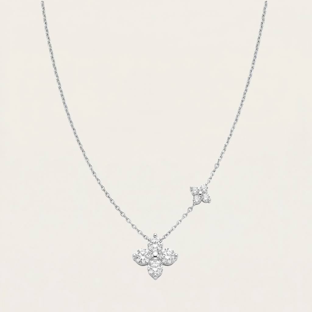 925 Sterling Silver Dainty Lucky Cz Leaf Necklace For Women 14K Gold Plated Flowers Elegant Pendant Necklace Wedding Jewelry