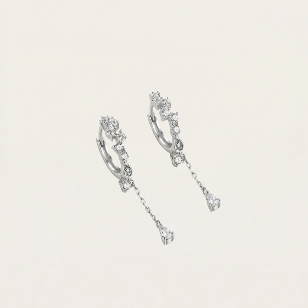 925 Sterling Silver Hoop Earrings Temperament Inlaid Zircon For Women Wedding Jewelry Accessories