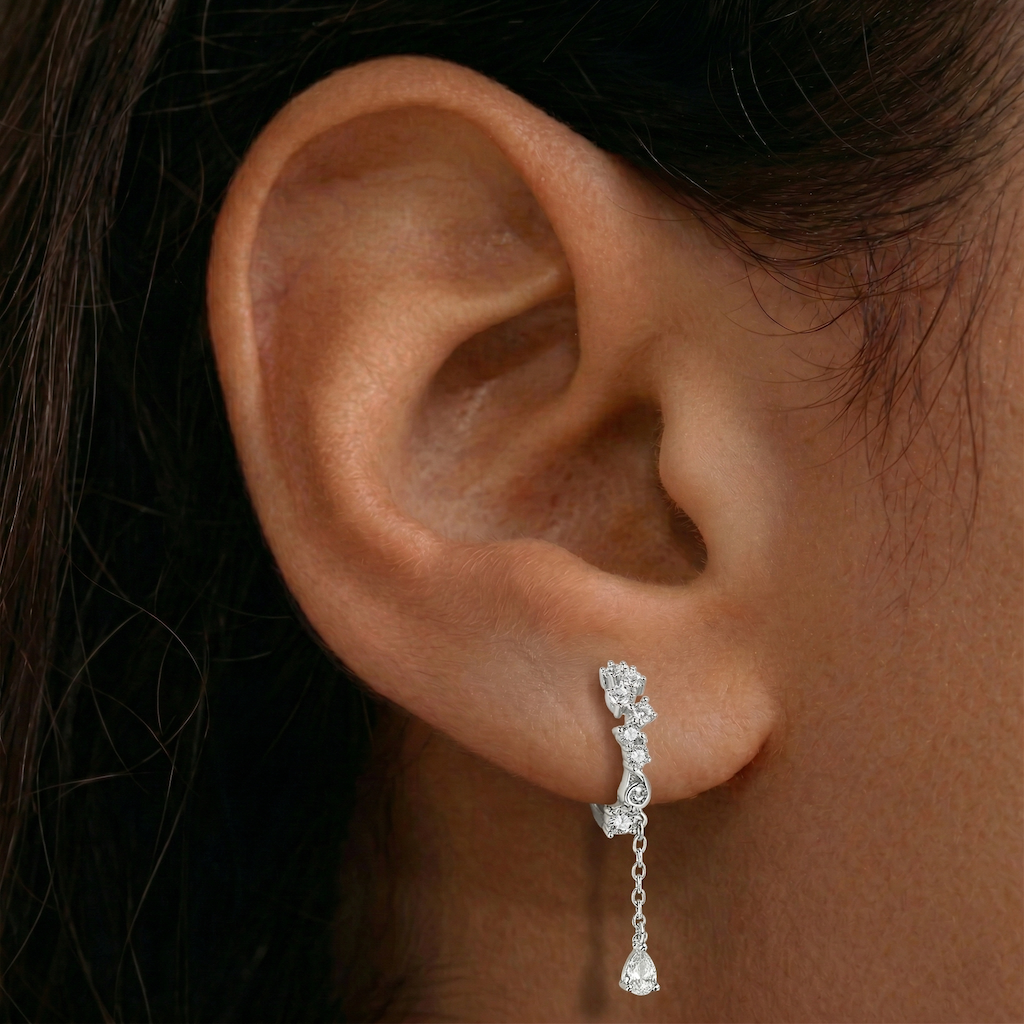 925 Sterling Silver Hoop Earrings Temperament Inlaid Zircon For Women Wedding Jewelry Accessories