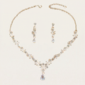 3Pcs Women'S Fashionable Jewelry Set With Rhinestones, Zircon, Water Droplets, Necklace, Earrings, Wedding Dress Accessories