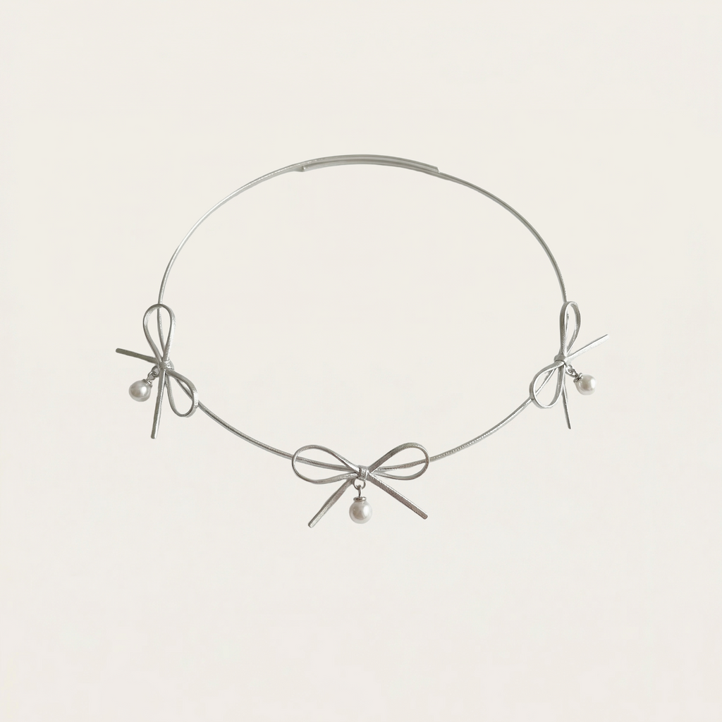 Trend Wedding Party Jewelry Pearl Bow Pendant Choker Necklace For Women Elegant White Imitation Pearl Chain Necklaces X0201