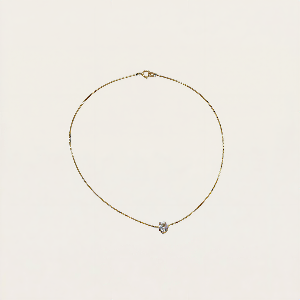 Stainless Steel Gold Plated Dainty Minimalist Zircon Charm Anti Tarnish Chain Round Clear Cz Stone Necklace For Women Jewelry