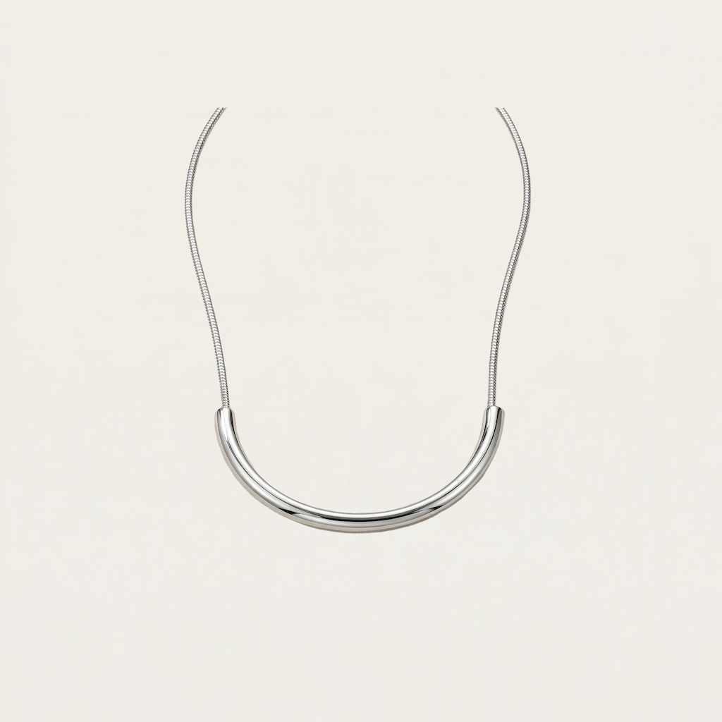 Silver Color Tube Clavicle Chain Choker Necklace For Women Rond Zircon Fine Jewelry Wedding Party Birthday Gift