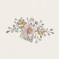 Bridal Wedding Pearl Flower Hairpin Side Comb Golden Leaf Shaped Alloy Tiaras Insert Jewelry Comb Hair Jewelry Bride Headwear