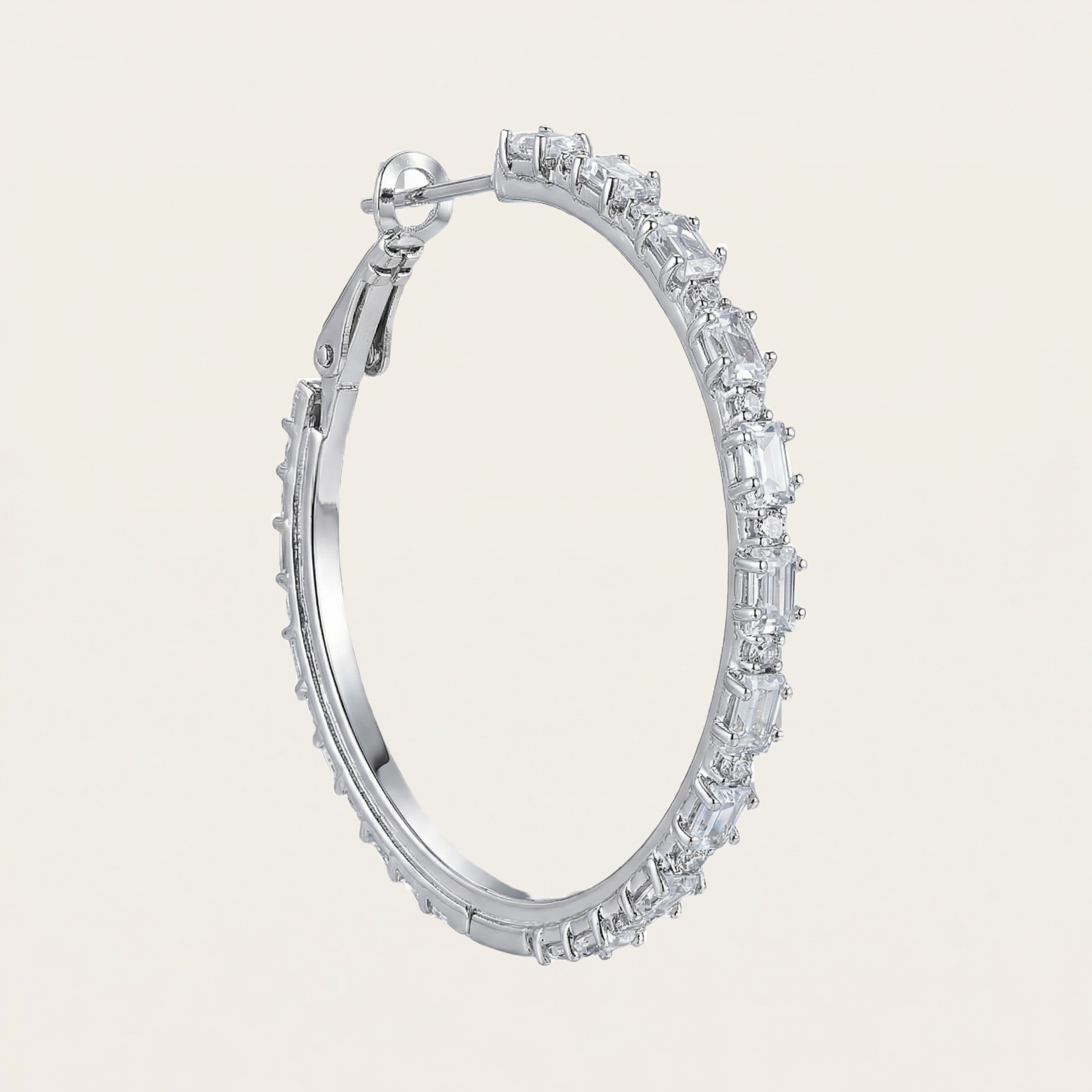 Korean Fashion Fully Inlay 5A Zircon Geometry Large Circle Earrings For Women High Quality Stainless Steel Hoop Earrings Jewelry