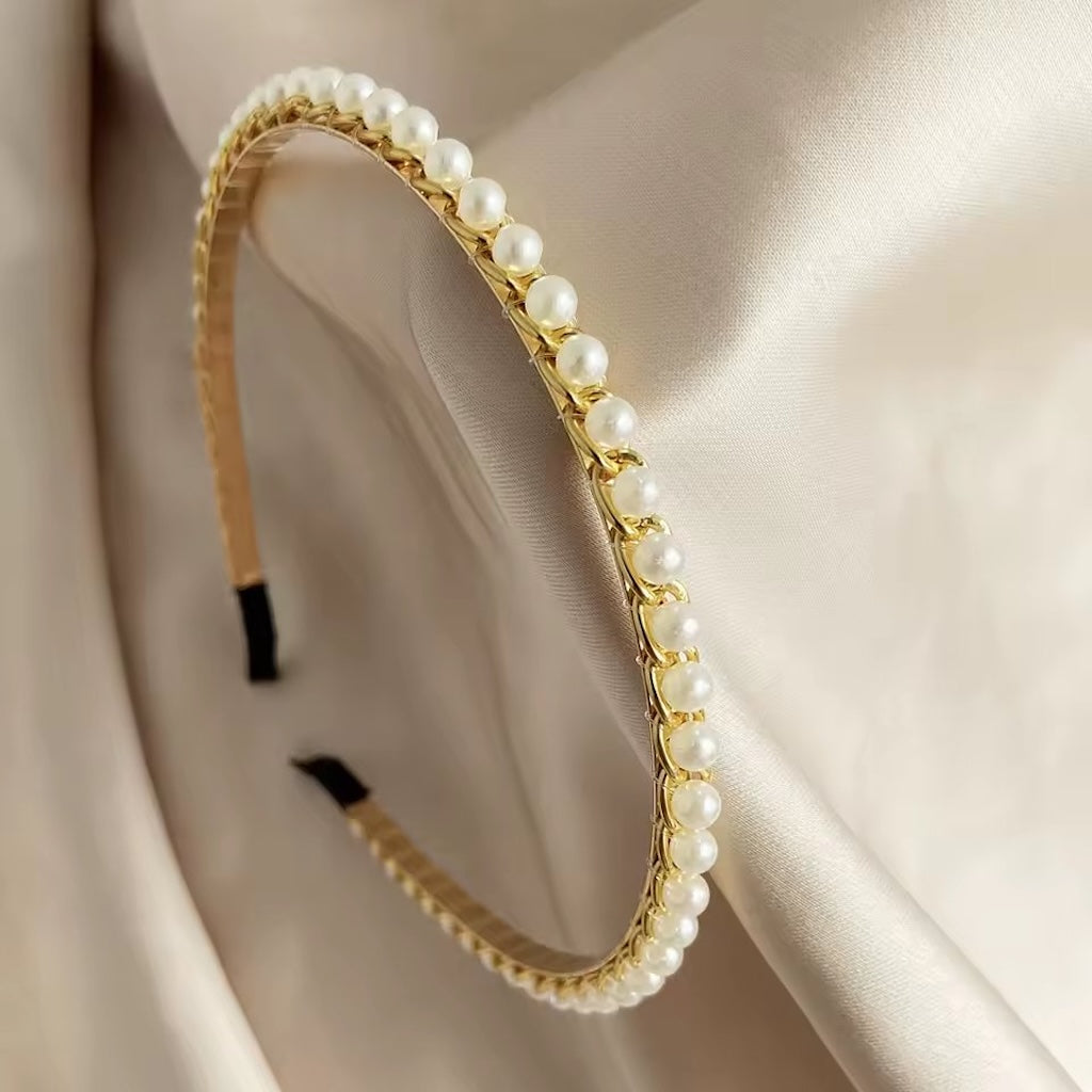 New Simple Full Pearls Women Hairbands Sweet Headband Hair Hoops Holder Ornament Head Band Lady Elegant Fashion Hair Accessories