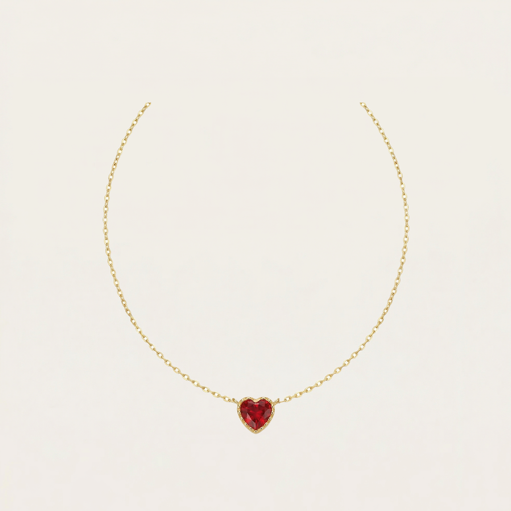 New Product Silver Inlaid Ruby Love Heart Clavicle Chain Pendant Exquisite Romantic And Elegant Ladies Engagement Jewelry