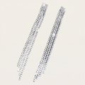 Treazy Shiny 4 Lines  Rhinestone Crystal Tassel Long Earrings For Women Wedding Party Hanging Dangle Earrings Bridal Brincos