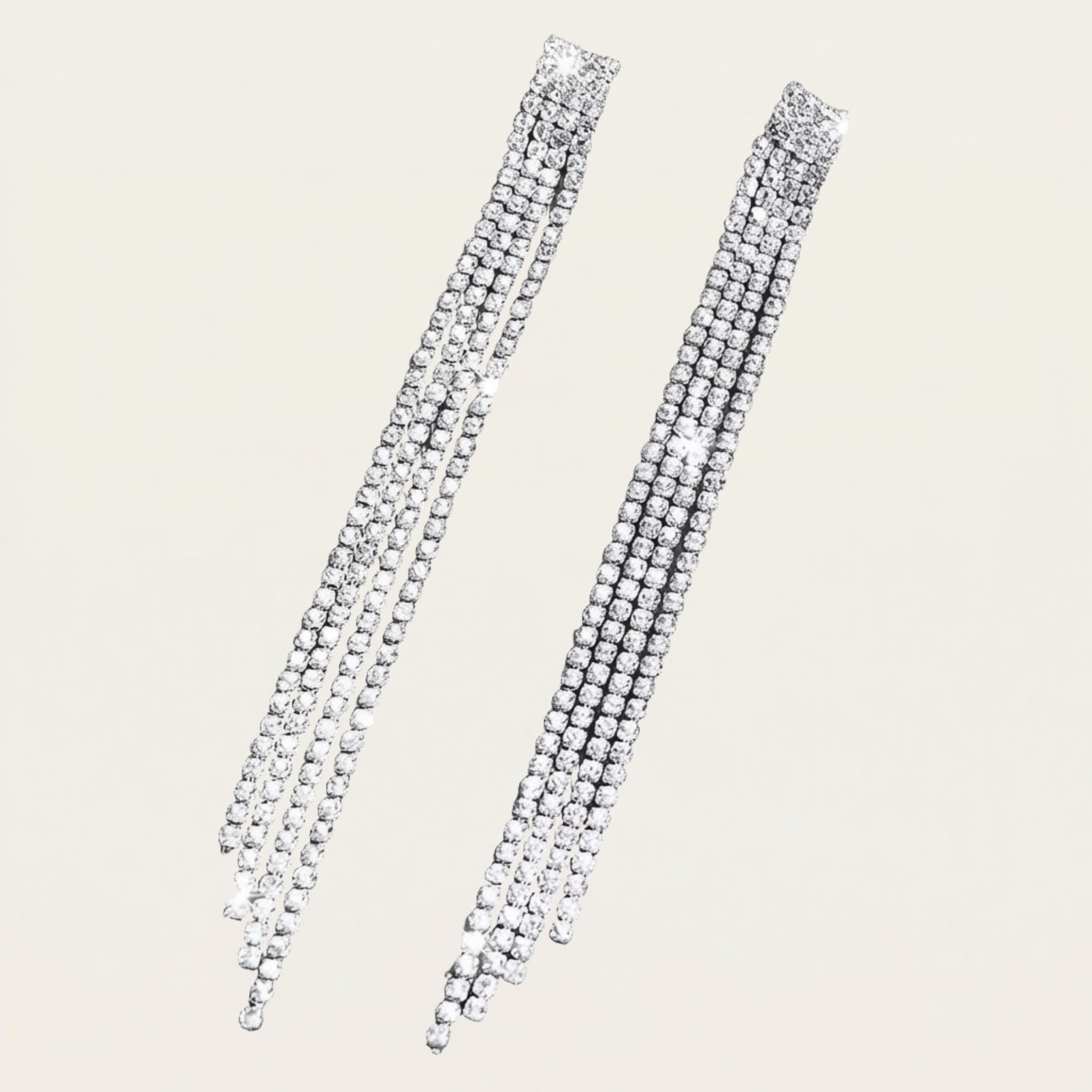 Treazy Shiny 4 Lines  Rhinestone Crystal Tassel Long Earrings For Women Wedding Party Hanging Dangle Earrings Bridal Brincos