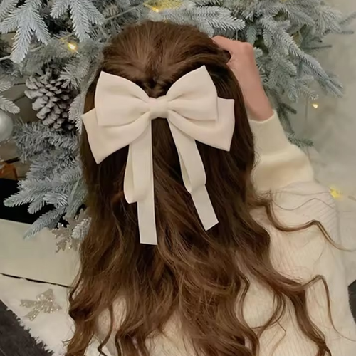 1Pcs Fashion Solid Ribbons Bows Barrettes Hair Clips Hairpins For Women Girls Lady Party Headwear Ponytail Hair Accessories