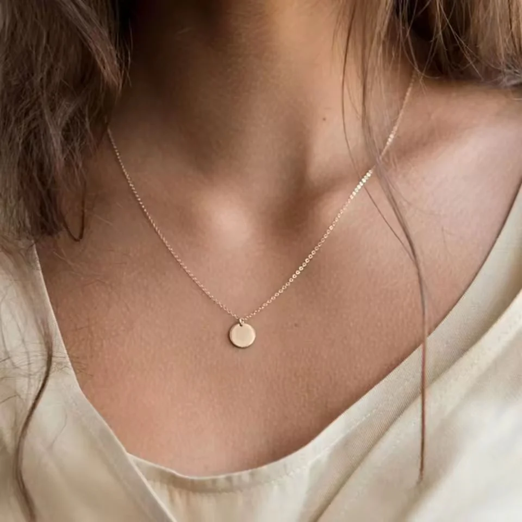 Sunibi Stainless Steel Mini Coin Pendant Necklaces For Women Dainty Gold Color Necklace Fashion Wedding Engagement Jewelry Gift